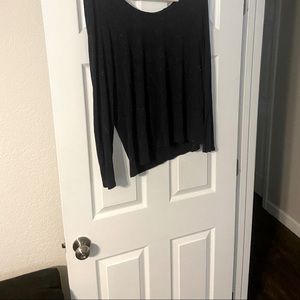 Long sleeved blue shirt silver sparkle threads.